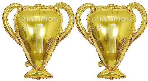 Palloncini in Foil con Trofeo in Oro, Gonfiabile, Calcio, Decorazione per Feste, Campioni, Gold Champions - 2 Pezzi