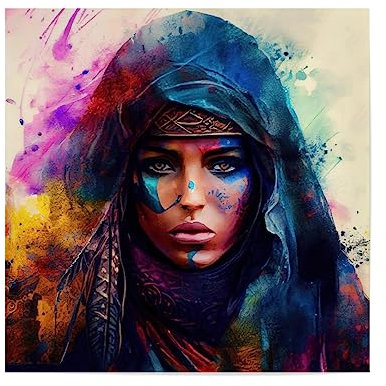 artboxONE Poster 30x30 cm Menschen Mächtige Tuareg-Frau A hochwertiger Design Kunstdruck - Bild aquarell Frau Frauen