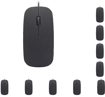 Lot de 10 mini souris filaire ultra-fines pour ordinateur de bureau, ordinateur portable, noir mat, blanc, souris de jeu ergonomique, noir