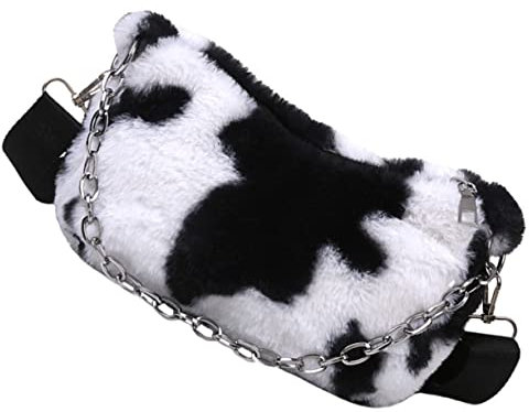 GALPADA 1stk Achseltasche Canvas-geldbörse Tasche Für Kuhflecken Kuh Handtaschen Eimer Geldbörse Kuh-einkaufstasche Kuh-muster Flauschige Umhängetasche Fräulein Plüsch Modische Tasche