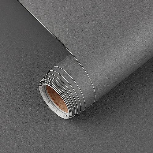 Arthome vinilo adhesivo muebles Gris, 44 cmx10m Papel Pintado Autoadhesivo Gris Sólido Mate Texturado Adhesivo Decorativo para Encimeras, Armarios, Muebles, Decoración de Paredes Revestimiento