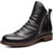 Stivali Medi da Uomo Stivaletti con Cerniera Laterale Scarpe Eleganti Formali con Tacco in Pelle Scarpe Classiche,Nero,38 EU