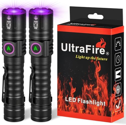 ULTRAFIRE UV Taschenlampe 395nm LED Schwarzlicht, Zoomable Ultraviolette Lampe UV Licht mit Wiederaufladbarer Batterie, für Harzhärte Skorpionerkennung Fluoreszierende Entdeckung Haustierurin