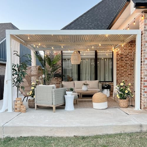 PURPLE LEAF Pergola Bioclimatique 4,24 x 3 m Pergola Aluminium Lames Orientables Superficie 12,72 m² Tonnelle de Jardin Exterieur Belvédères pour Patio Terrasse Exterieur, Blanc