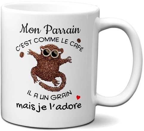 L'Esprit Des Anges Tasse Mug - Mon Parrain C'est Comme le Café - Idée Cadeau Original Baptême Parrain Anniversaire
