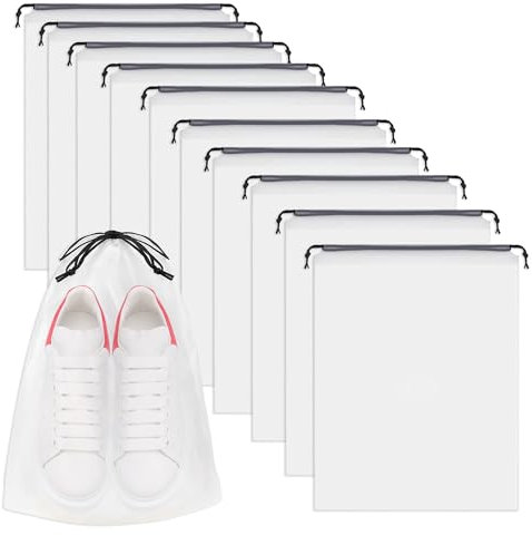 RYAN 24 pezzi Borsa Scarpe da Viaggio 40 x 30cm Borsa Calzature Coulisse Trasparente Smerigliata Antipolvere Sacchetti Scarpe per Calzature con Finestrella Trasparente