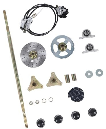 Generic Go-Kart-Hinterachsen-Set, Kettenräder, Metall-Bremsscheiben-Sattelsatz für 50 Cc, 70 Cc, 90 Cc ATV-Quads