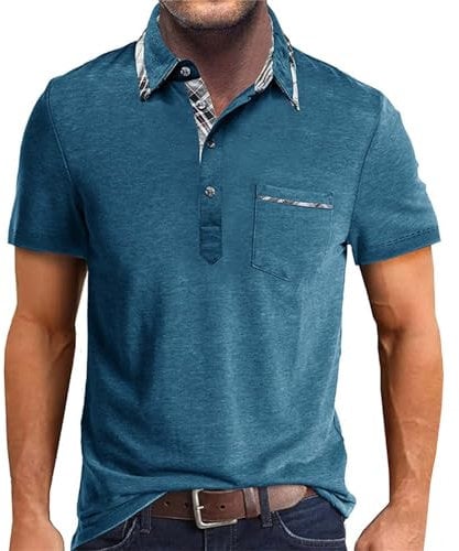 Generisch Herren Poloshirts Kurzarm Polohemd T Shirts Golf Polo Slim Fit Tennis Polo T-Shirts mit Tasche Poloshirt Herren Kurzarm 5XL Herren Polohemd Kurzarm