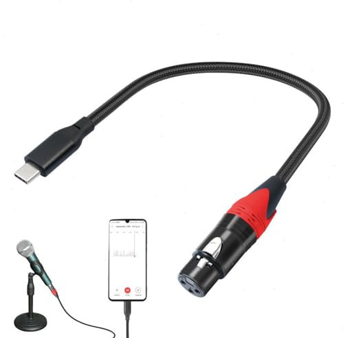 Câble USB vers XLR, câble convertisseur de liaison micro XLR femelle vers USB C Câble de microphone USB C vers XLR femelle, adaptateur XLR femelle 3 broches vers cordon convertisseur adaptateur de