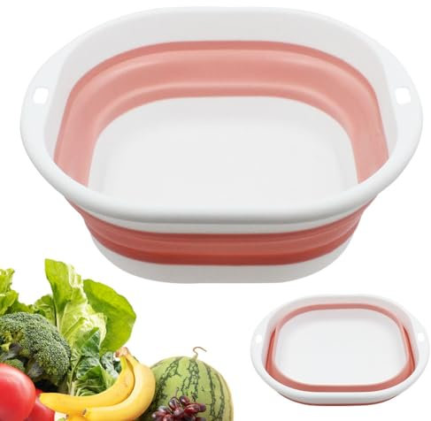 HZXINYI Collapsible Washing Basin - 1 pc Portable Laundry Basin, Space Saving for Laundry, Vegetable, Wash, Foot, Dishwashing - Blue/Pink Plastic Square, 2.5L