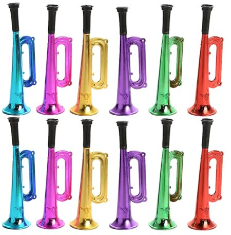 12 Stück Trompete Spielzeug Klein, Trompete Noise Maker, Party Hörner Krachmacher, Mini-Trompete Spielzeug Für Kinder, Kunststoff Musikinstrumente Trompeten, Trompete Modell Hornspielzeug