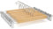 KROWN - 6 Perchas de Madera Natural con Clips Antideslizantes y Ganchos Giratorios, Robusta y Brillante, Ideal para Pantalones, Shorts, Faldas, Calcetines y Ropa Interior