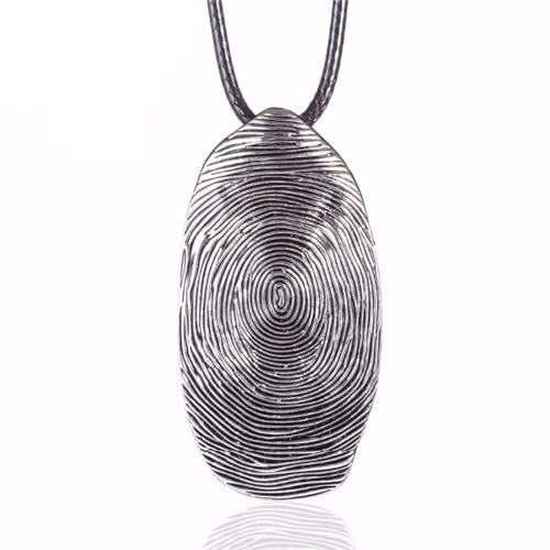 FUSHENGTER Halskette Damen Ketten Anhänger Frauen Vintage Fingerabdruck Anhänger Halskette Für Frauen Halsketten Anhänger Lange Halsketten Fingerabdruck