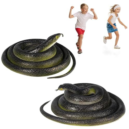 KARELLS Réaliste Fake Serpent, 2pc Jouet en Caoutchouc Extensible, Simulation pour Accessoires de Jardin, Farces, Décoration d'Halloween