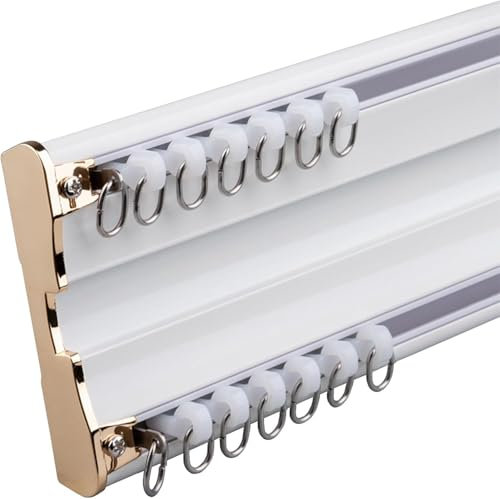 FDSGEEE Binario Tende Soffitto 1-5 Metri Tenda a Doppio Binario Lega di Alluminio per Tende Divisore per Stanze Binario Tenda Soffitto Scorrevole(Size:2.0M/78IN,Color:Bianco)