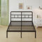 Lutown-Teen Schweres Metallbett 135x190 cm mit Lattenrost, Jugendbett 36cm Hoch mit Kopfteil, Bettrahmen 135x190 mit Großer Stauraum unter dem Bett, Geräuschfrei, Einfacher Aufbau, Schwarz