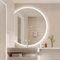 JSLJDM Specchio semicerchio con LED,Specchio da Bagno Moderno,Specchio Bagno Mezzaluna,a induzione del Corpo Umano,con Taglio Sinistro/Destro/Giù,Disappannamento dimmerabile a 3 Colori