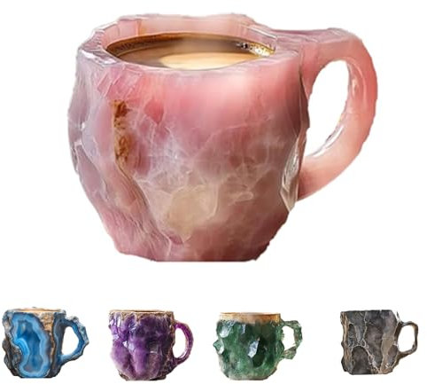 RONGJUEOZ 2024 New Mineral Crystal Coffee Mugs,Colorful Crystal Mug Translucid Coffee Mug,Elegant Crystal Gift for Home Office Coffee Mugs (Pink)