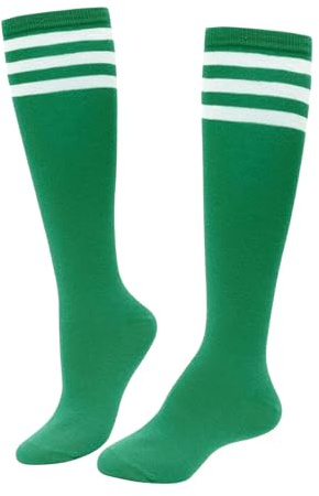 ASFWAGQ Klassische Damen Socken Cheerleader Kostüm Kniestrümpfe Schlauchstrümpfe Sportsocken mit drei Streifen