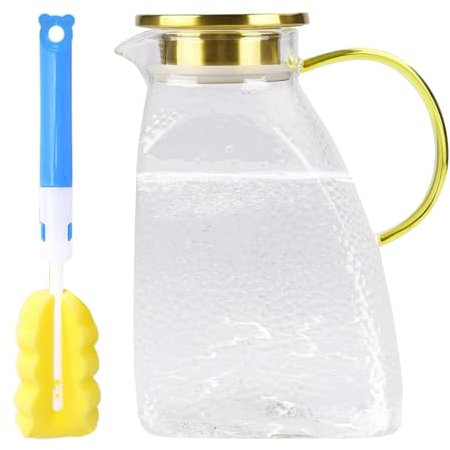 Wasserkaraffe für Kühlschrank,1800ML Kühlschranktür Karaffen, Glas Krug, Wasserkrug mit Deckel, HeißEs Kaltes Wasser Eistee Wein Kaffee Milch Saft, für Hausgemachte DIY