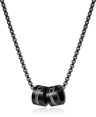 PiercingJak Namenskette Personalisierte Kette mit 1-5 Name Perlen Edelstahl Halskette für Herren Frauen Charms Schmuck Liebe Freundschaft Geschenke für Familie Partner Paar BFF