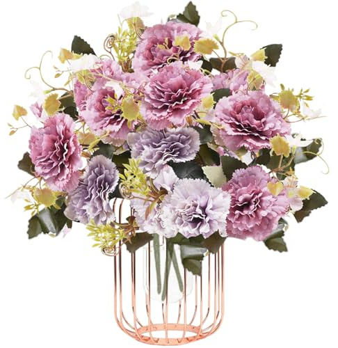 astylishome Large Faux Flowers for Indoors Artificial Carnation Bouquet Simulation Fake Flowers Real Touch Silk Flower Arrangement Simulation Carnations Flower 4418