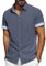 PJ PAUL JONES Non Iron Shirts Men Short Sleeve Slim Fit Dress Shirts Button Down Blue Gray XXL