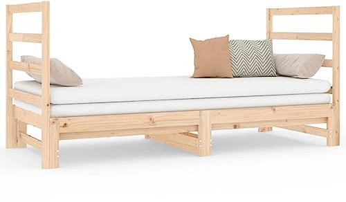 HEFZGDB Tagesbett Ausziehbar 2X(90x190) cm Massivholz Kiefer Daybed Bettgestell Familienbett Einzelbetten für Schlafzimmer Gästezimmer Wohnbereich Herberge