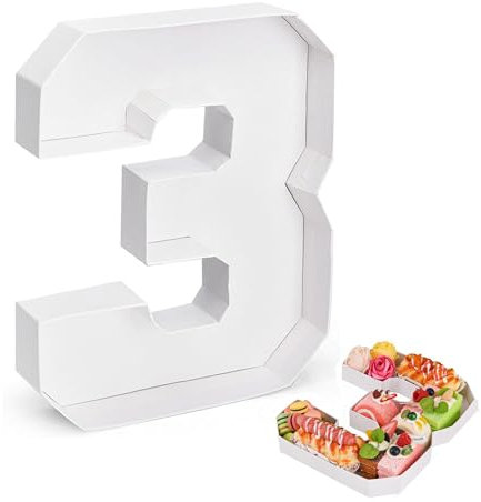 Hayaww Digitale Süßigkeitenbox Pappmaché-Zahlen Zahlenboxen aus Pappe Pappbuchstaben für Wurstwaren Zahlenkartons geburtstagsdekoration geburtstagsgeschenk Pappnummern Wurstwarennummern Weiß (3)