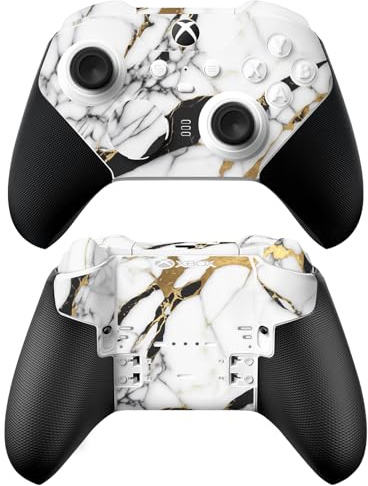 Head Case Designs Weiß, Gold Und Schwarz Marmor Vinyl Haut Gaming Aufkleber Abziehbild Abdeckung kompatibel mit Xbox Series X & S Elite Wireless Controller Series 2