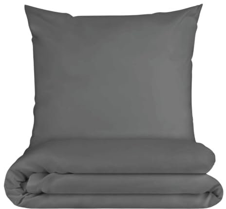 Homeable Bettwäsche 135x200 Set – Mikrofaser Bettbezug & Kissenbezug 80x80 – Weich, Atmungsaktiv, Pflegeleicht, Oeko-TEX® Certified – Einfarbig Anthrazit Grau – Reißverschluss – 2-teilig