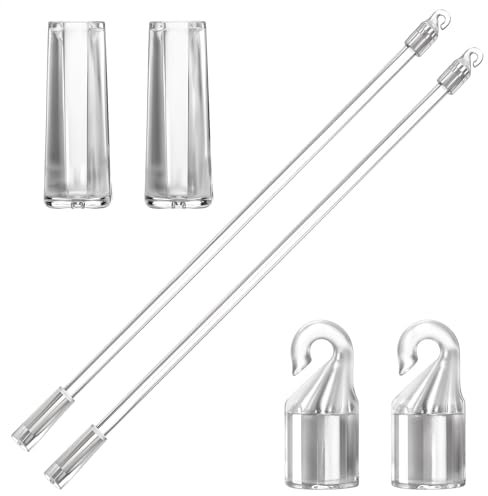 2PCS 12 Inches Blind Wand Replacement with Hook Vertical Blinds Replacement Parts Clear Blinds Stick with Hook and Handle Curtain Stick Blind Tilt Wand for Windows Curtain Door Shades Opener Accessory