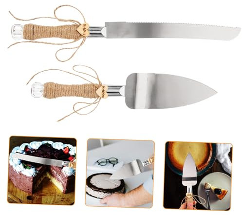 Warmhm 2pezzi Taglierina Torta Nuziale Utensile Taglio Acciaio Inossidabile Decorativo Regalo Festa Matrimonio Banchetto Famiglia