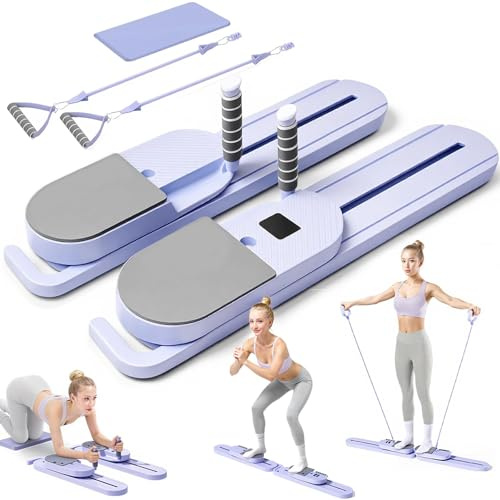 Reformer-Brett für Pilates mit Widerstandsbändern – Tragbare Pilates-Maschine, Ganzkörpertraining für Zuhause, Core-Verstärkung, Gesäß- und Beintonung,