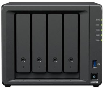 Synology DiskStation DS425+ 4-Bay 3,5 DiskStation ohne Disk Intel Celeron J4125 1x1GbE + 1x2.5GbE 2GB RAM 2xUSB 3.2