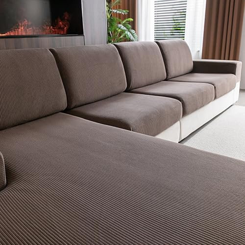 OHSIO Stretch Sofa Sitzkissenbezug - Rutschfester Sofa Überzug, Waschbarer Sofabezug, Universeller Couch Überzug, Strapazierfähig & pflegeleicht(Braun, 1x Sitzbezug XL)