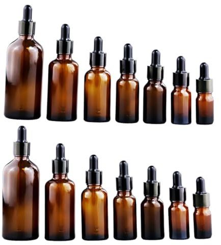 POPETPOP 14pièces Bouteille Verre Avec Compte-gouttes Pour Huile Essentielle Flacon Vide Rechargeable Usage Diy Et Cosmétique