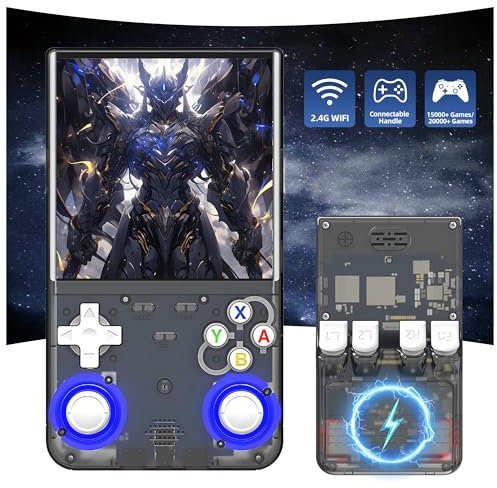 R36 Ultra Retro Handheld-Spielkonsole,20000+ Spiele,25 Emulatoren,4-Zoll IPS OCA HD-Bildschirm,Open Source Linux-System,Videospielkonsole,WiFi Online-Schlacht & Controller-Verbindung (Schwarz-128G)