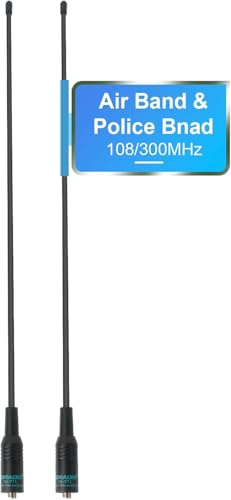 TIDRADIO AirBand Antenne & Police Band (2 Pack, UHF/VHF-120/300MHz), Ham Radio Antenne für BAOFENG UV-5RM, UV-5R mini, UV-5RH, GT-5R, Radtel RT-470X, TD-H3, TD-H8, TD-H3 Plus Walkie Talkie SMA Antenne