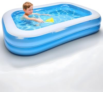 Inflatable Paddling Pool, 2M Swimming Pool Rectangle with Self-Adhesive Repair Patch, PVC Thickened Material, Easy Setup & Storage, Ideal Paddling Pool for Kids, Family, Indoor & Outdoor Use