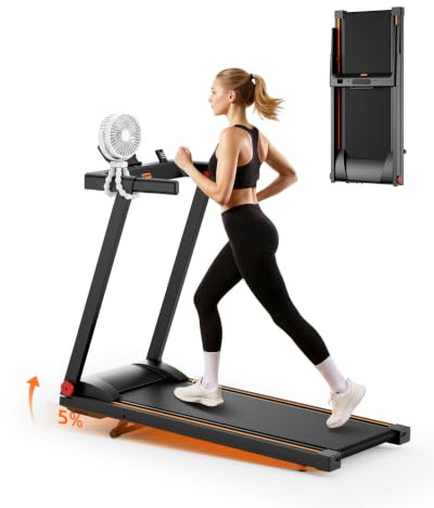 Superun Walking Pad mit Steigung 10%, Laufband mit App Erlebnis vor Ort | 1-12km/h，mit seitlichen Armlehnen，bis 136kg，APP mit KI-Trainer und Trainingskurse，stoßdämpfende Lauffläche