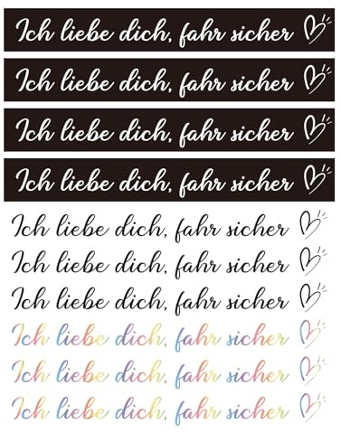 WenmthG 10 Stück Spiegel Aufkleber Autospiegel “Ich Liebe Dich, fahr sicher” Vinyl-Aufkleber Wasserdichter Autodekoration Geschenk Auto Für Fahrer Frauen Männer Autofans
