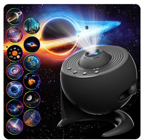 FlyEagle Proiettore Stelle Soffitto, Planetario Proiettore 13 In 1, Luce Notturna Con Timer, Stelle Luminose Cameretta, Rotazione A 360°, Planetario Bambini Adulti, Nero