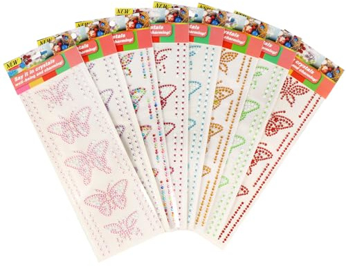 JOINPAYA Glänzende Kristall Schmetterlingsaufkleber 8 Satz Acryl Selbstgemacht Schmuckaufkleber Strass Sticker für Nagel und Scrapbooking Dekoration Zufällige Farbe