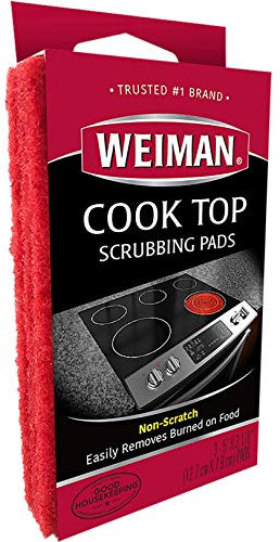 Weiman Cook Top Scrubbing Pads – Gently Clean and Remove Burned-on Food from All Smooth Top and Glass Cooktop Ranges, 3 reusable pads