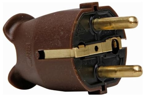 Kopp Spina con contatto di protezione, in plastica, IP 20, ingresso centrale, 2 sistemi di contatto di protezione secondo la norma CEE 7/VII per sezione cavo fino a 3 x 1,5 mm², marrone, 175706004