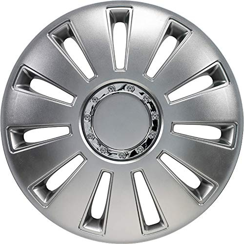 AutoStyle 4 Radzierblenden Silverstone Pro 16-Zoll Silber + Chrom Ringe