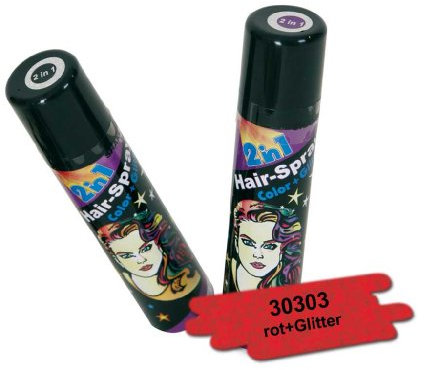 FASCHING 30303 Hairspray 2 in 1 rot, Glitter +Color, Haarspray NEU/OVP