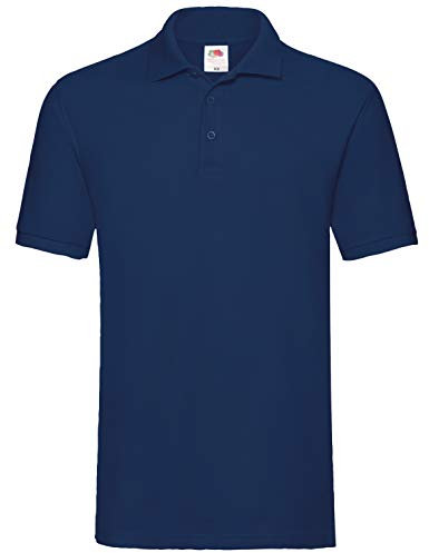 Fruit of the Loom Mens Premium 100% Cotton Pique Short Sleeve Polo Shirt (M) (Navy)