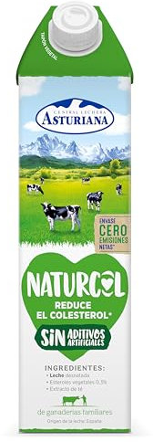 Central Lechera Asturiana Naturcol Bebida Láctea Desnatada con Esteroles Vegetales, Brik 1L